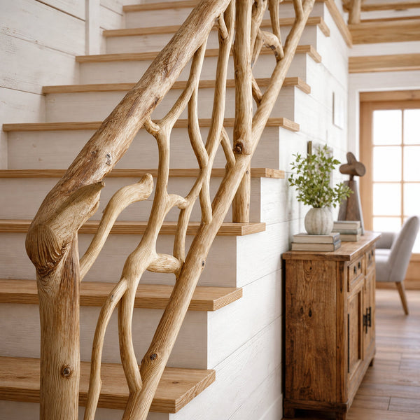 Rustic Solid Wood Stair Railing Home Interior