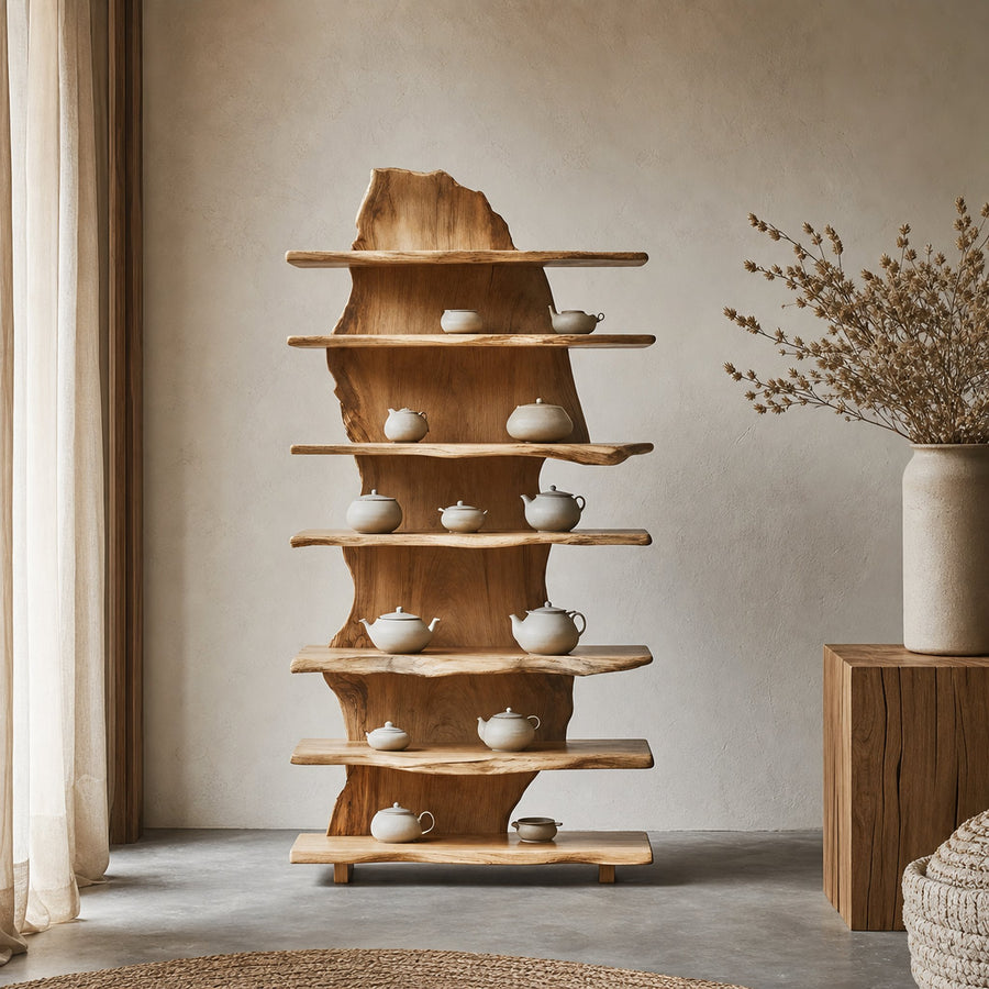 Rustic Solid Wood Standing Shelf For Entryway Design Ideas