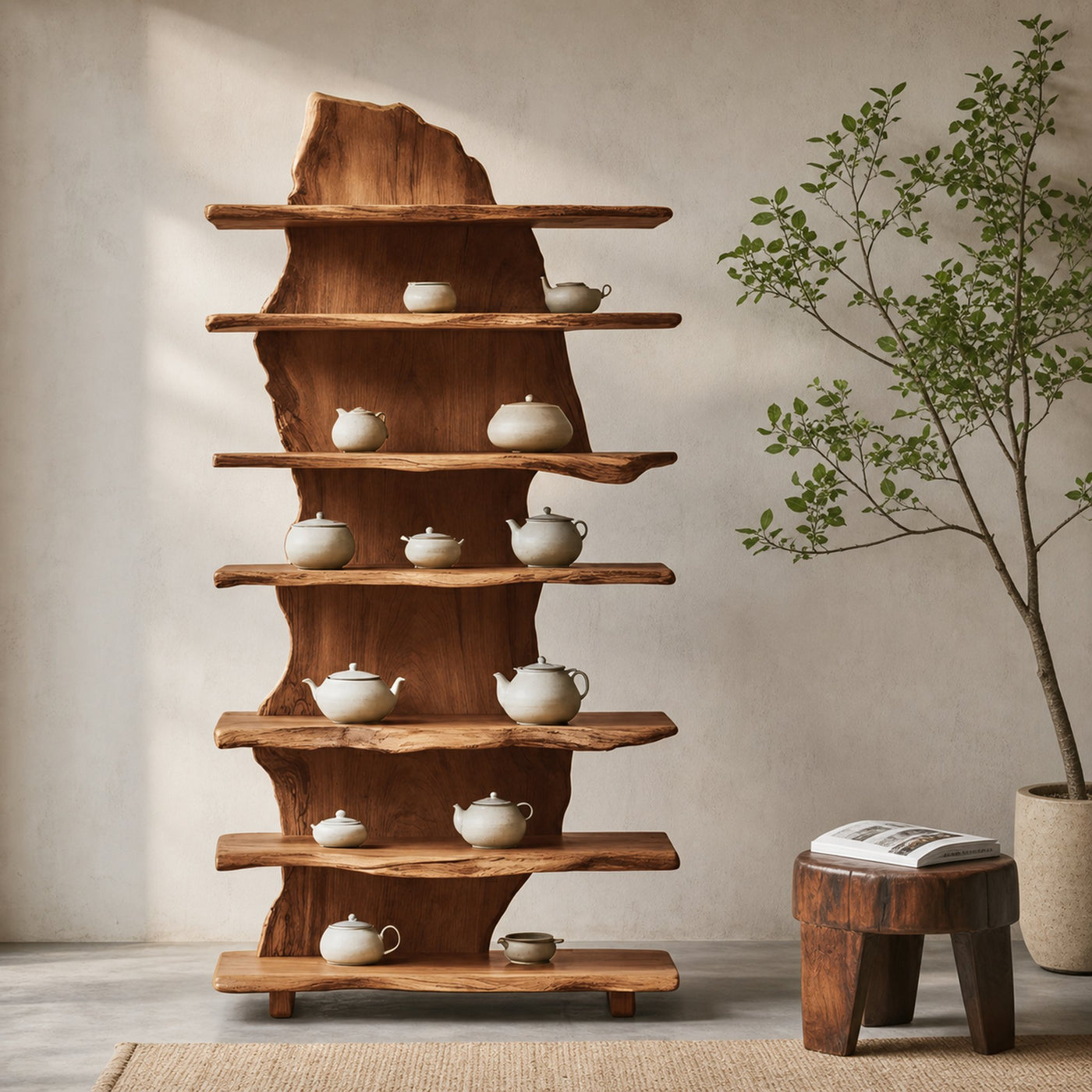 Rustic Solid Wood Standing Shelf For Entryway Design Ideas - product view 6