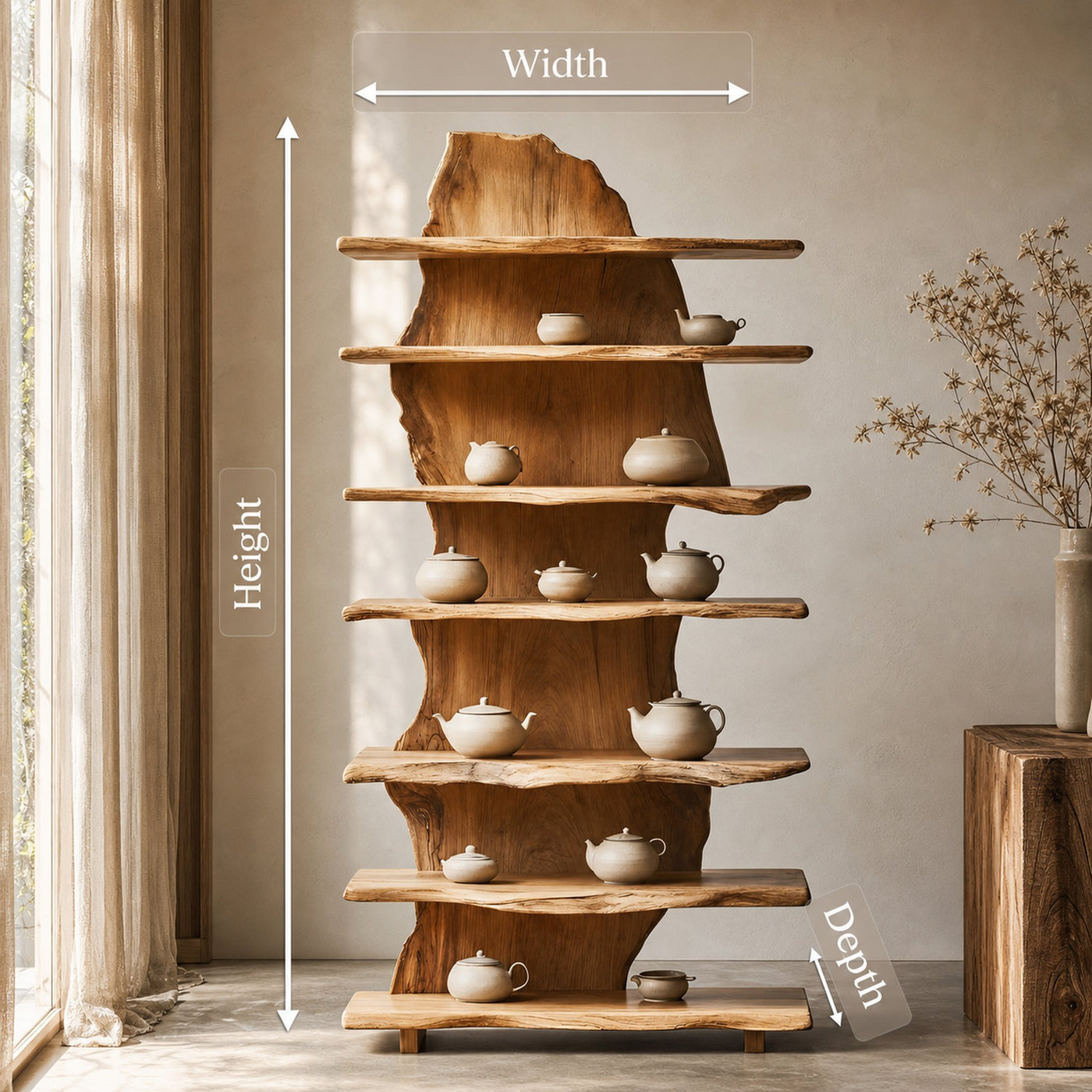 Rustic Solid Wood Standing Shelf For Entryway Design Ideas - product view 8