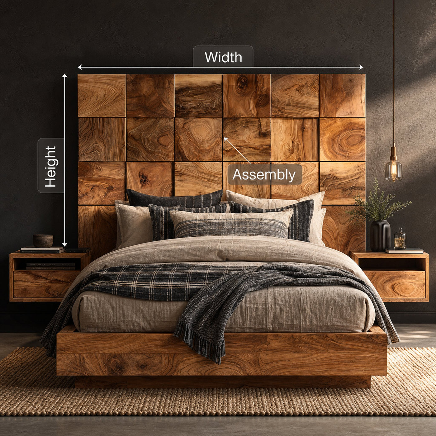 Rustic Square Panel Headboard For Modern Farmhouse Bedroom Decor - product view 8
