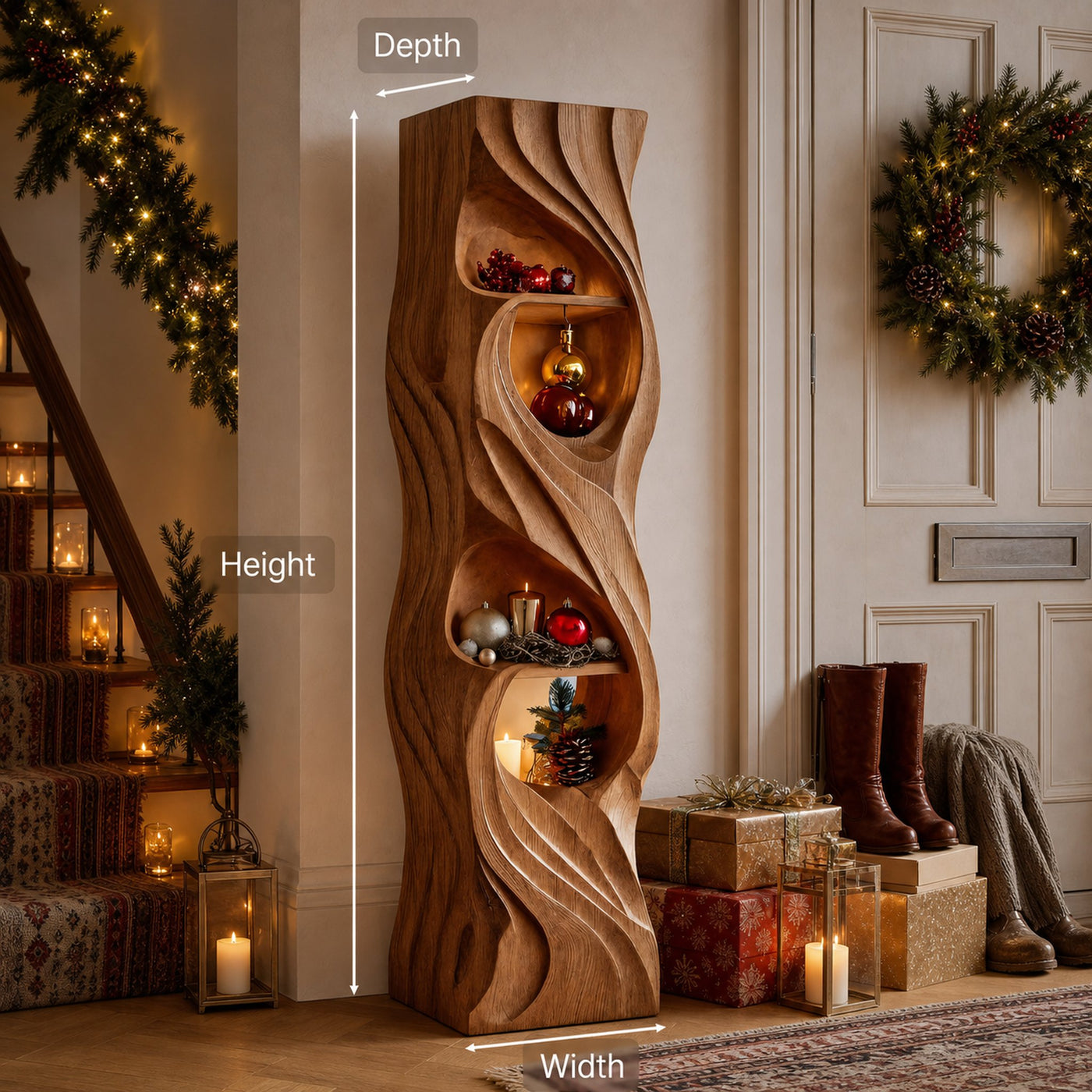 Rustic Standing Shelf With Wave Design For Holiday Display - product view 8