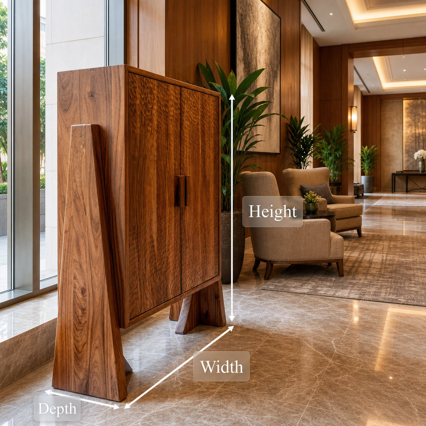 Rustic Storage Cabinet Sculptural Wood Design For Entryway - product view 8