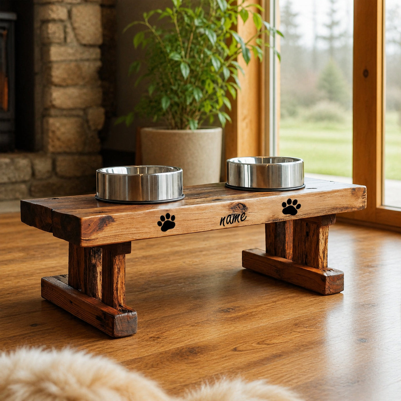 Rustic Style Handmade Dog Bowl For Kitchen Decor