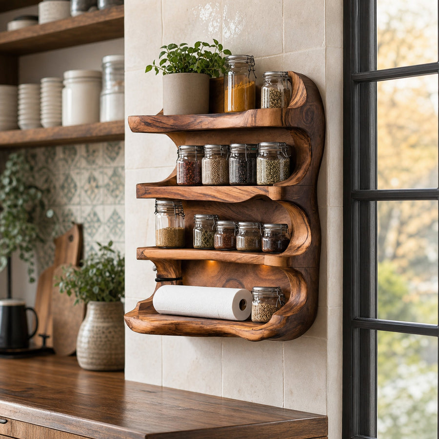 Rustic Style Handmade Spice Holder For Kitchen Furniture