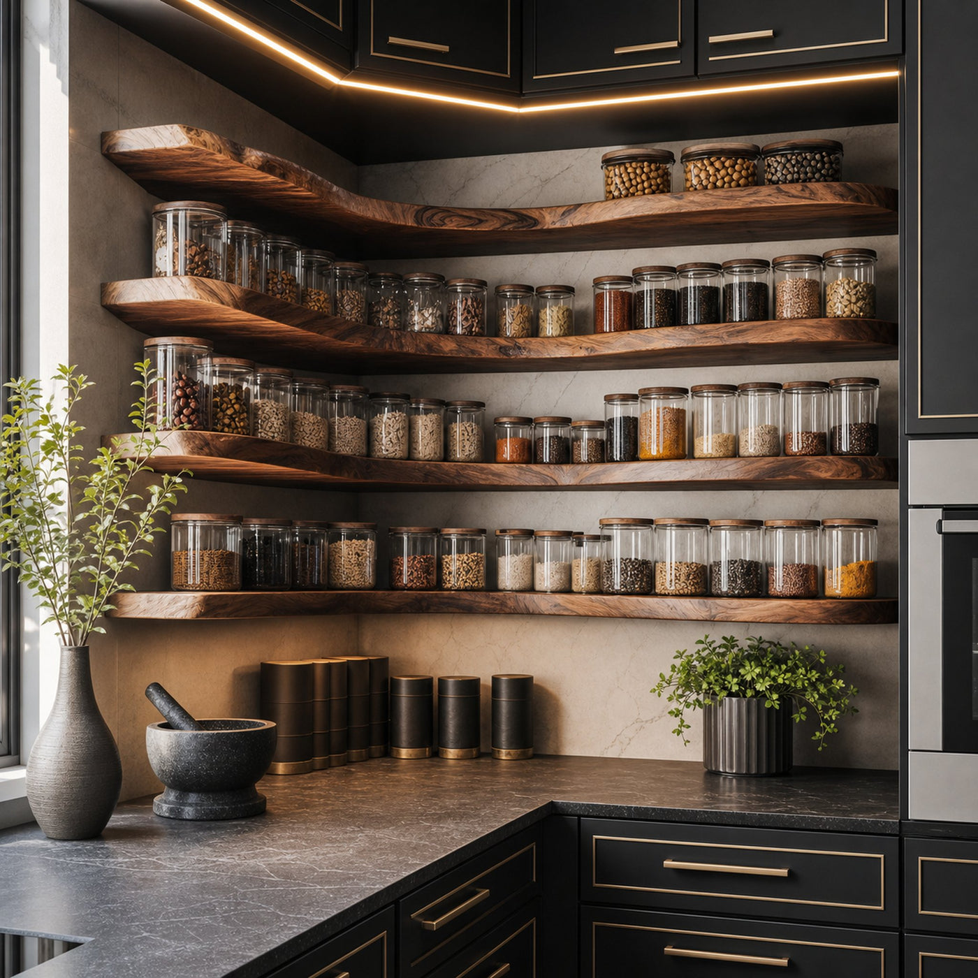 Rustic Style Kitchen Cabinet With Handmade Spice Storage - product view 7