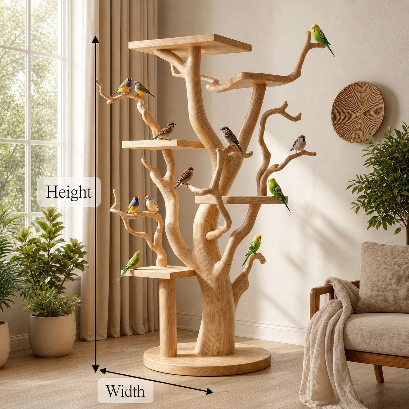 Rustic Tree Bird Stand For Living Room or Pet Space - product view 6