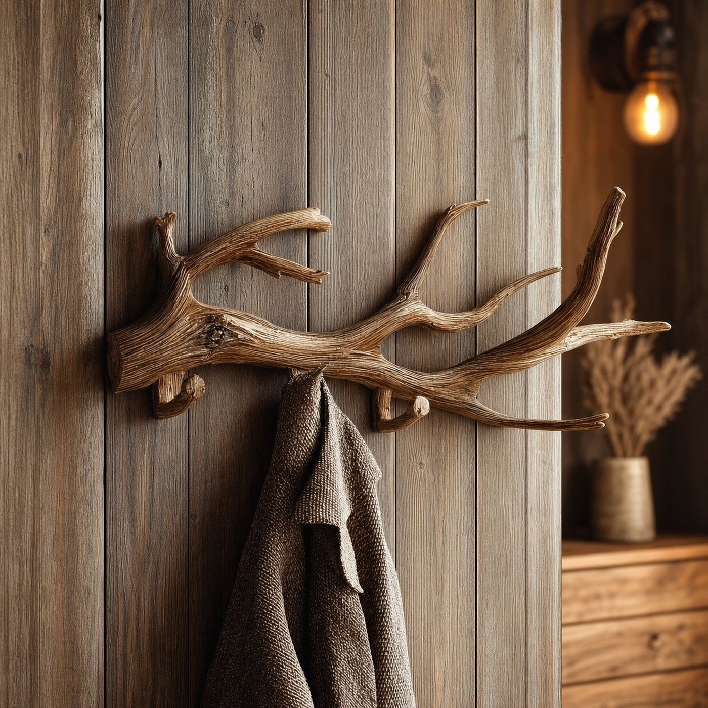 Rustic Tree Branch Wall Hook Handcrafted Solid Wood Entryway Decor