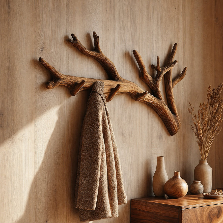 Rustic Tree Branch Wall Hook Living Room