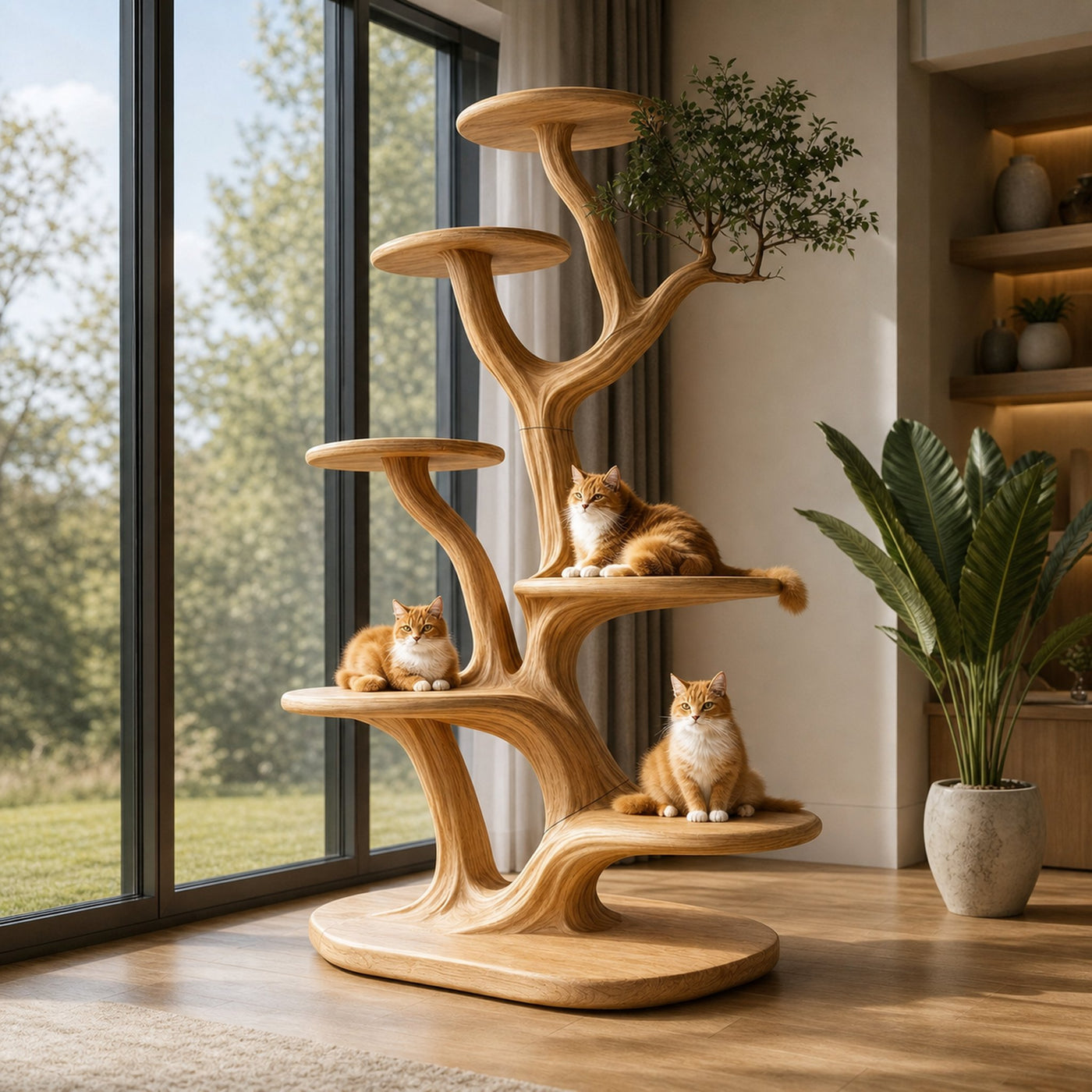 Rustic Tree Cat Play Tower Artistic Living Room