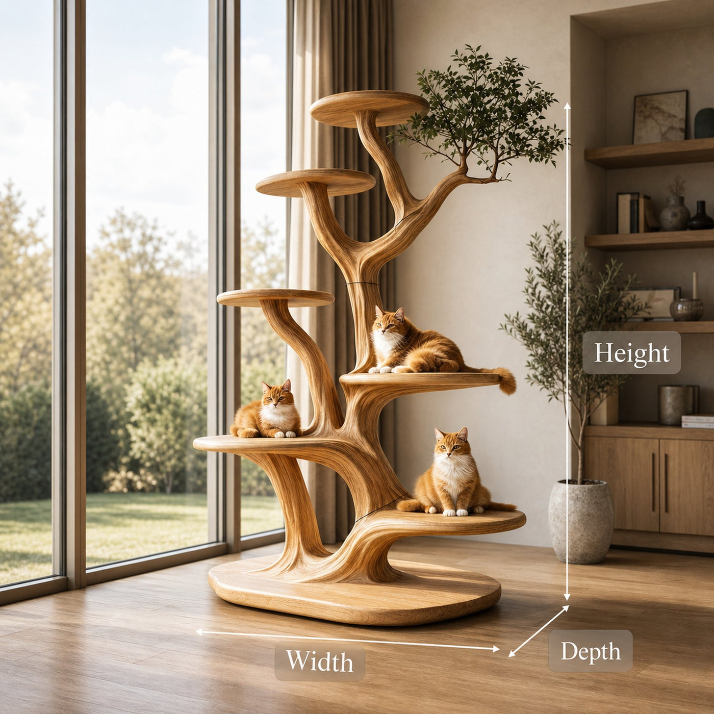 Rustic Tree Cat Play Tower Artistic Living Room - product view 6