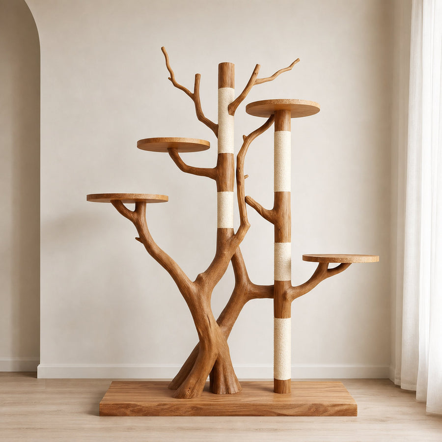 Rustic Tree Cat Tower Modern Living Room
