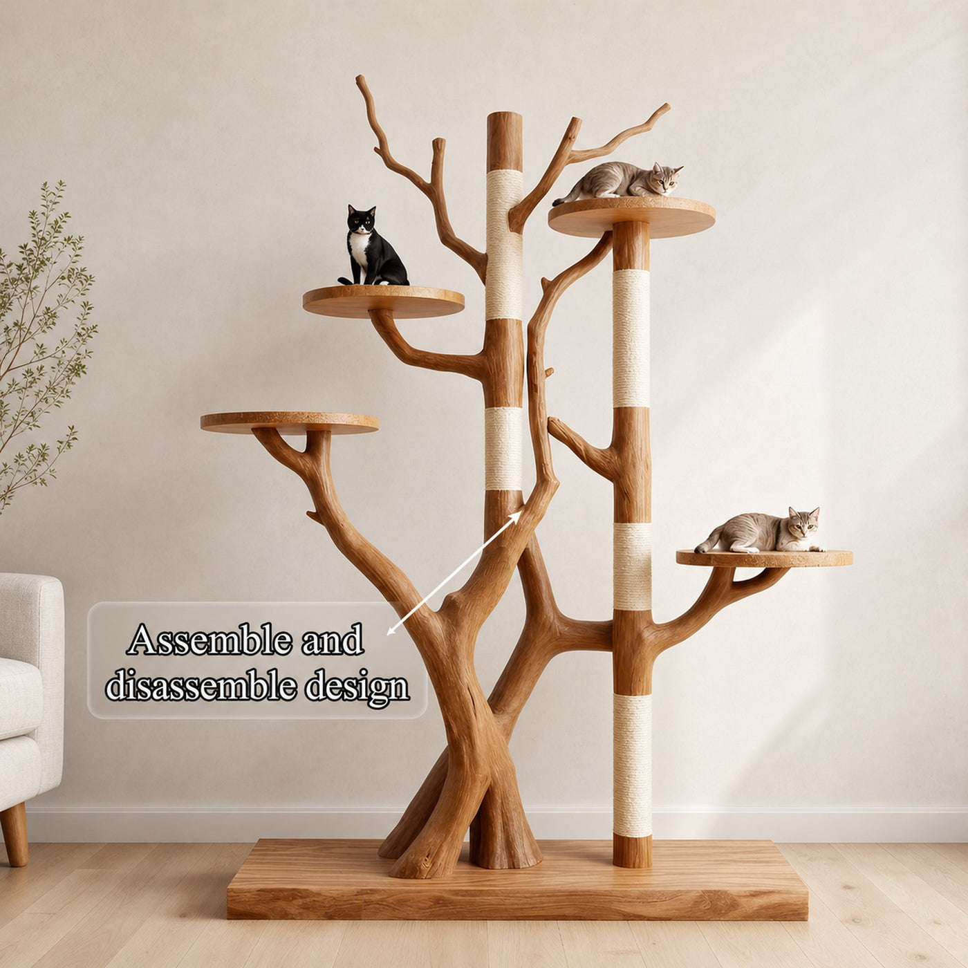 Rustic Tree Cat Tower Modern Living Room - product view 6