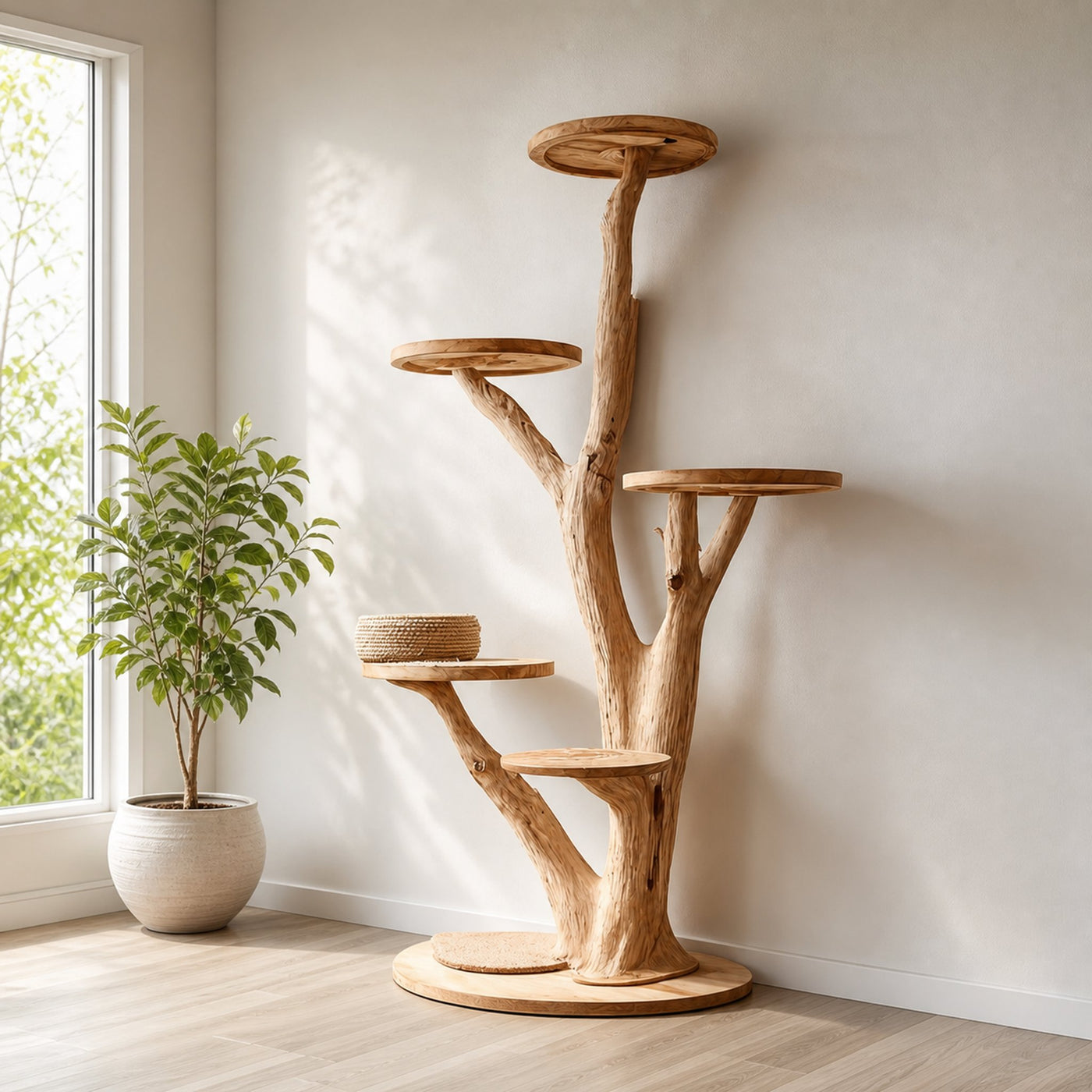 Rustic Tree Cat Tower Modern Living Room