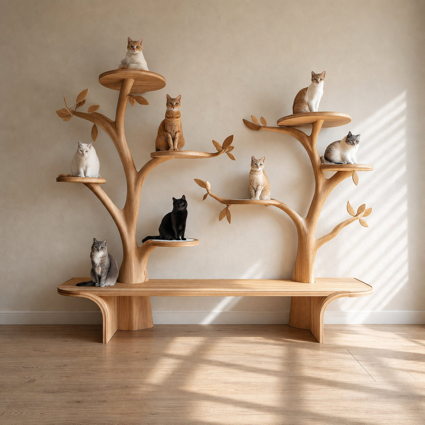Rustic Tree Cat Tower Modern Living Room