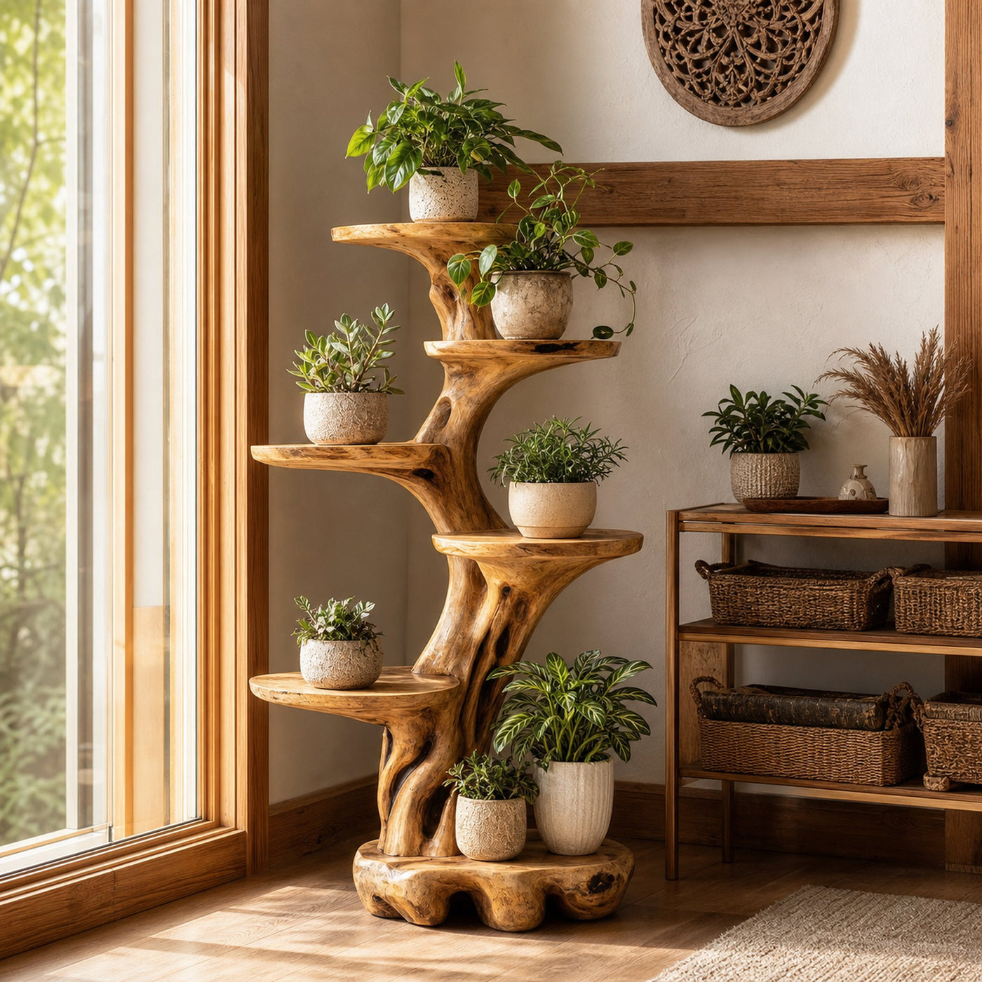 Rustic Tree Planter Display Living Space