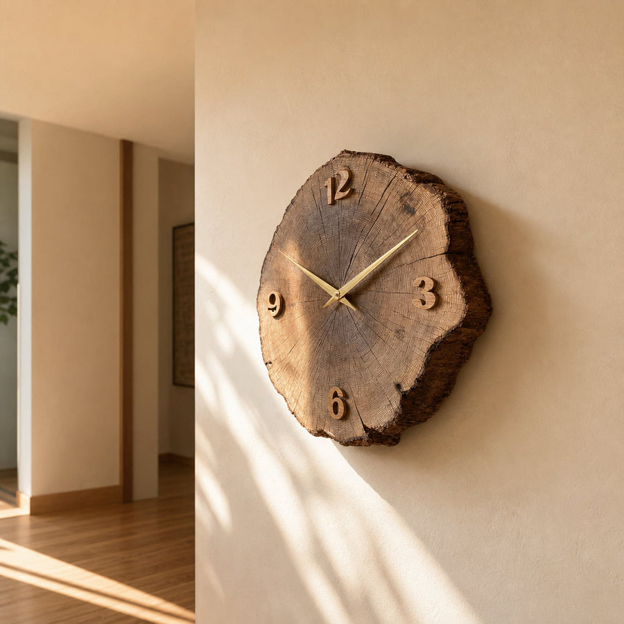 Rustic Tree Ring Wall Clock Hallway Or Living Room