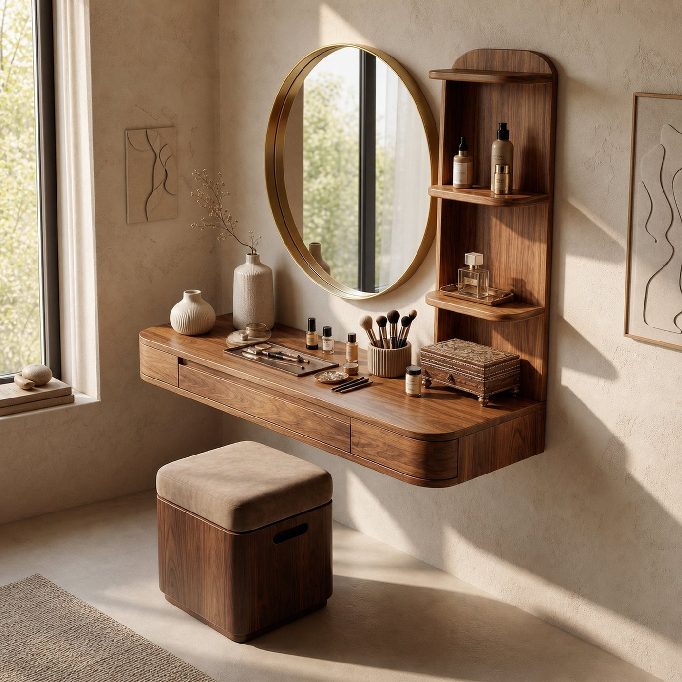 Rustic Vanity Desk Bedroom Dressing Room Personal Makeup Space - product view 6