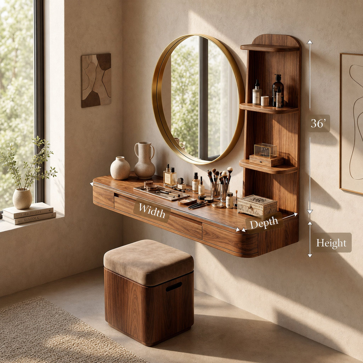 Rustic Vanity Desk Bedroom Dressing Room Personal Makeup Space - product view 8