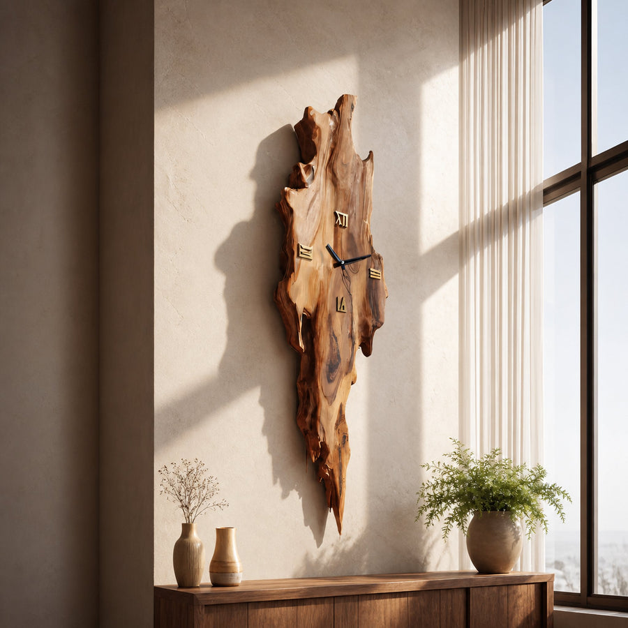Rustic Wall Clock With Natural Edge Design For Bedroom