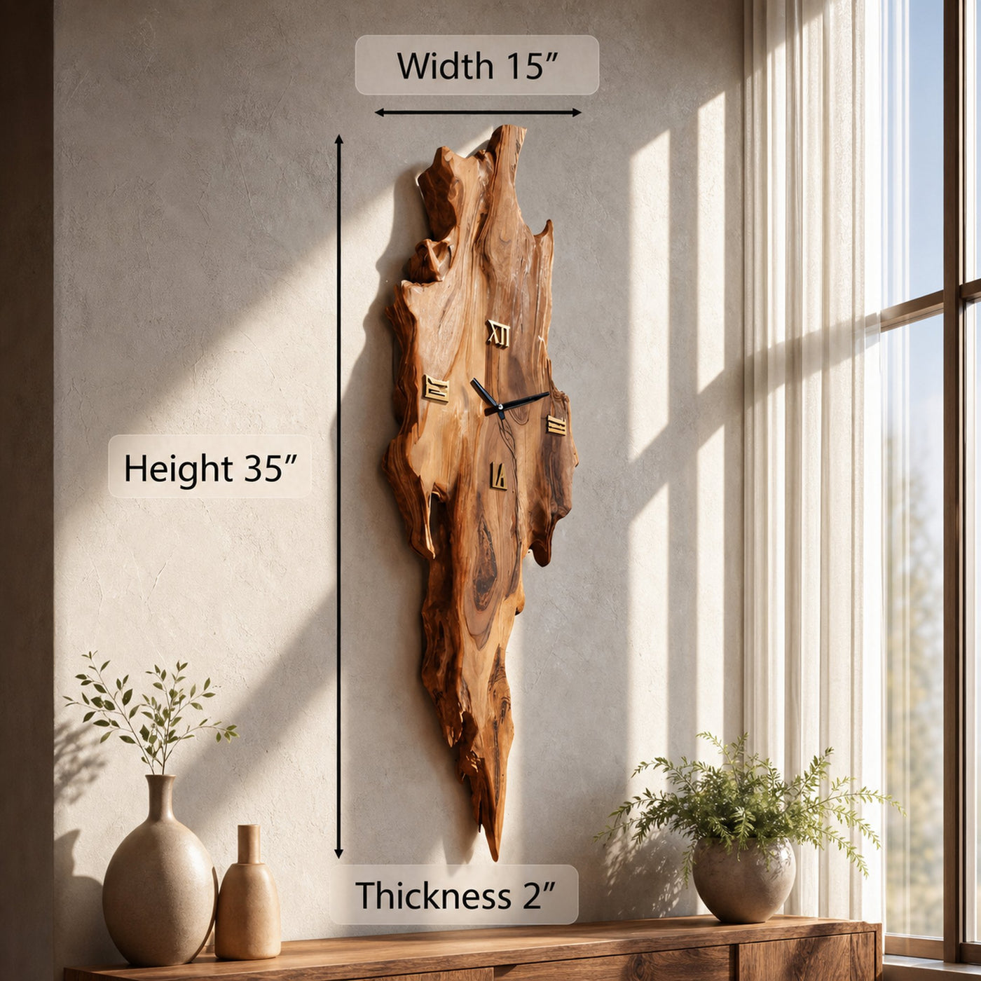 Rustic Wall Clock With Natural Edge Design For Bedroom - product view 7