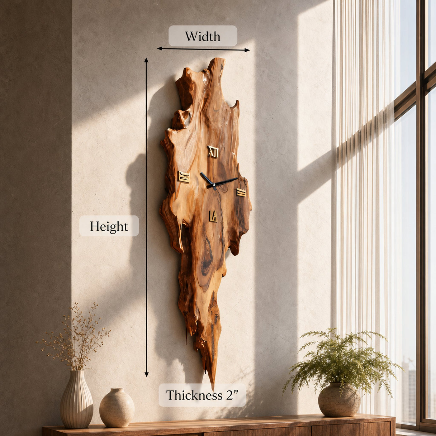 Rustic Wall Clock With Natural Edge Design For Bedroom - product view 9
