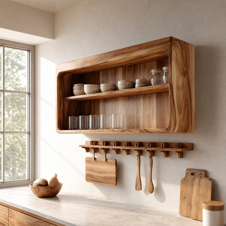 Rustic Wall Display Cabinet For Kitchen Or Dining Area