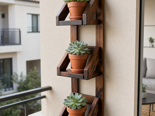 Rustic Wall Mounted Plant Shelf Hanging Planter For Balcony And Patio