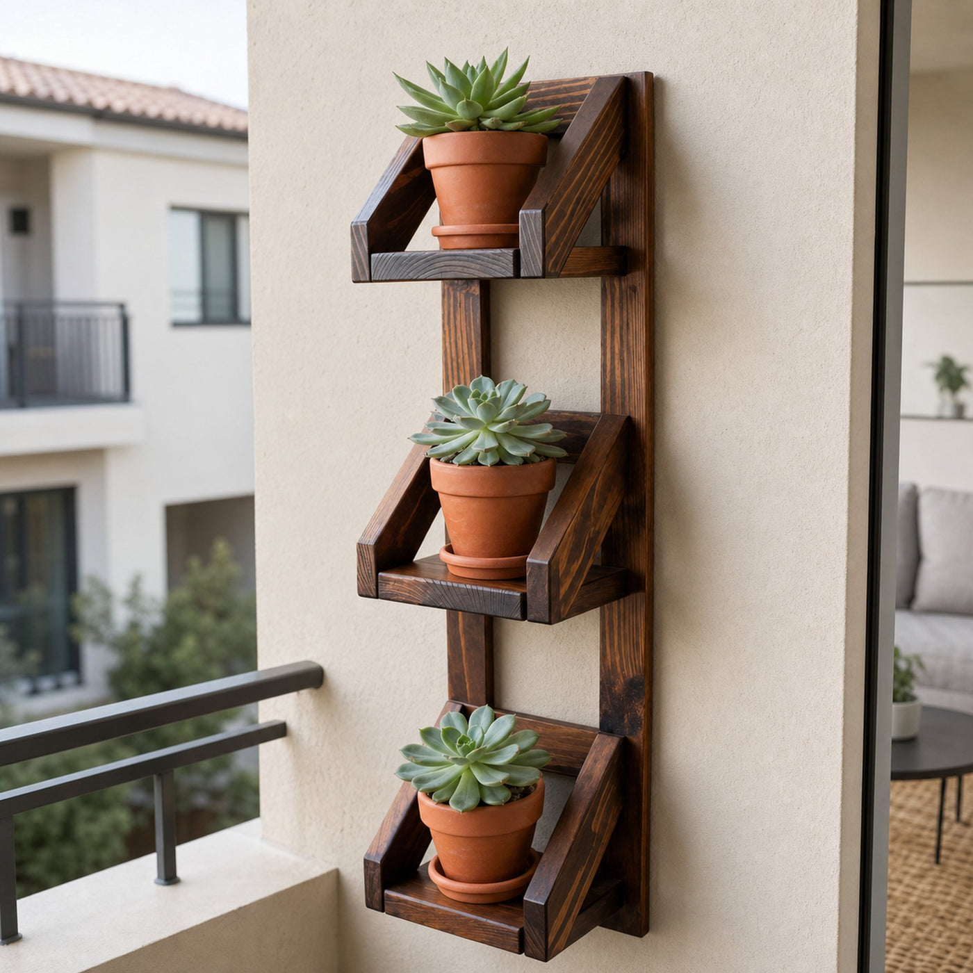 Rustic Wall Mounted Plant Shelf Hanging Planter For Balcony And Patio