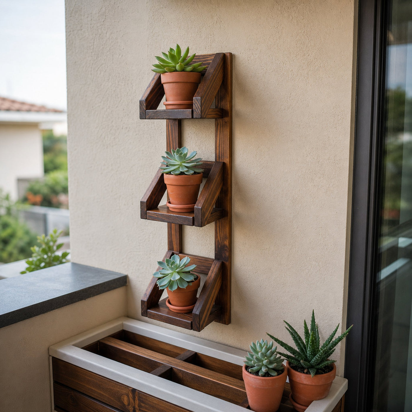 Rustic Wall Mounted Plant Shelf Hanging Planter For Balcony And Patio - product view 7
