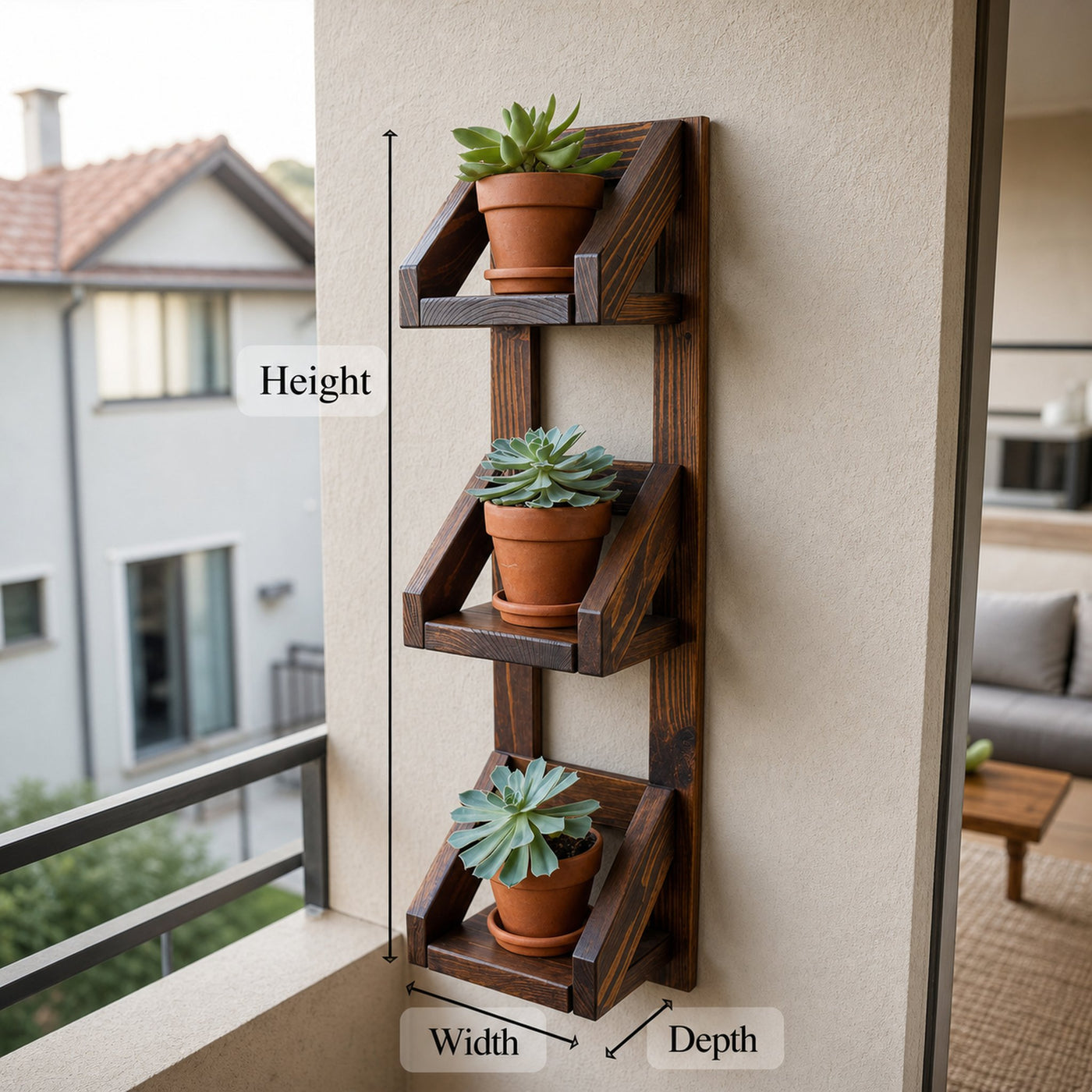 Rustic Wall Mounted Plant Shelf Hanging Planter For Balcony And Patio - product view 8
