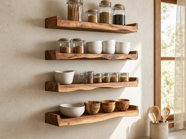Rustic Wall Organizer Shelf For Kitchen