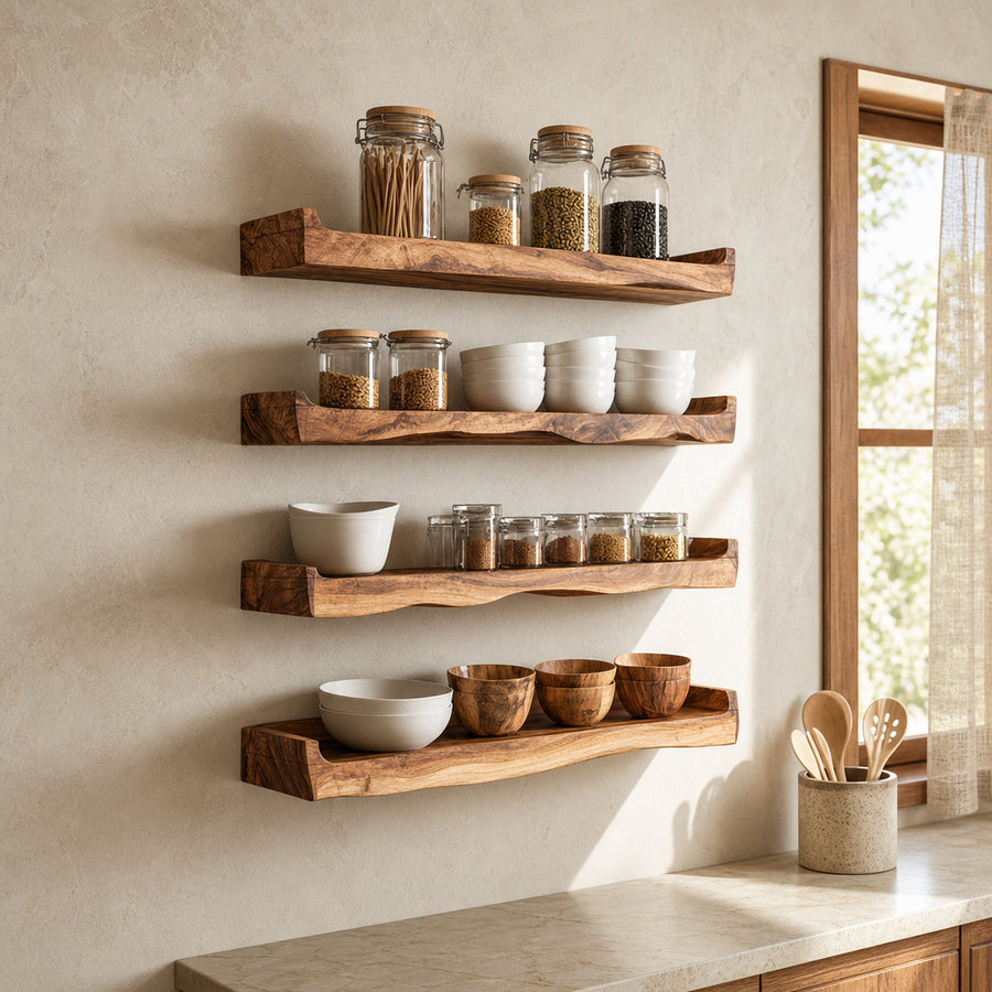 Rustic Wall Organizer Shelf For Kitchen