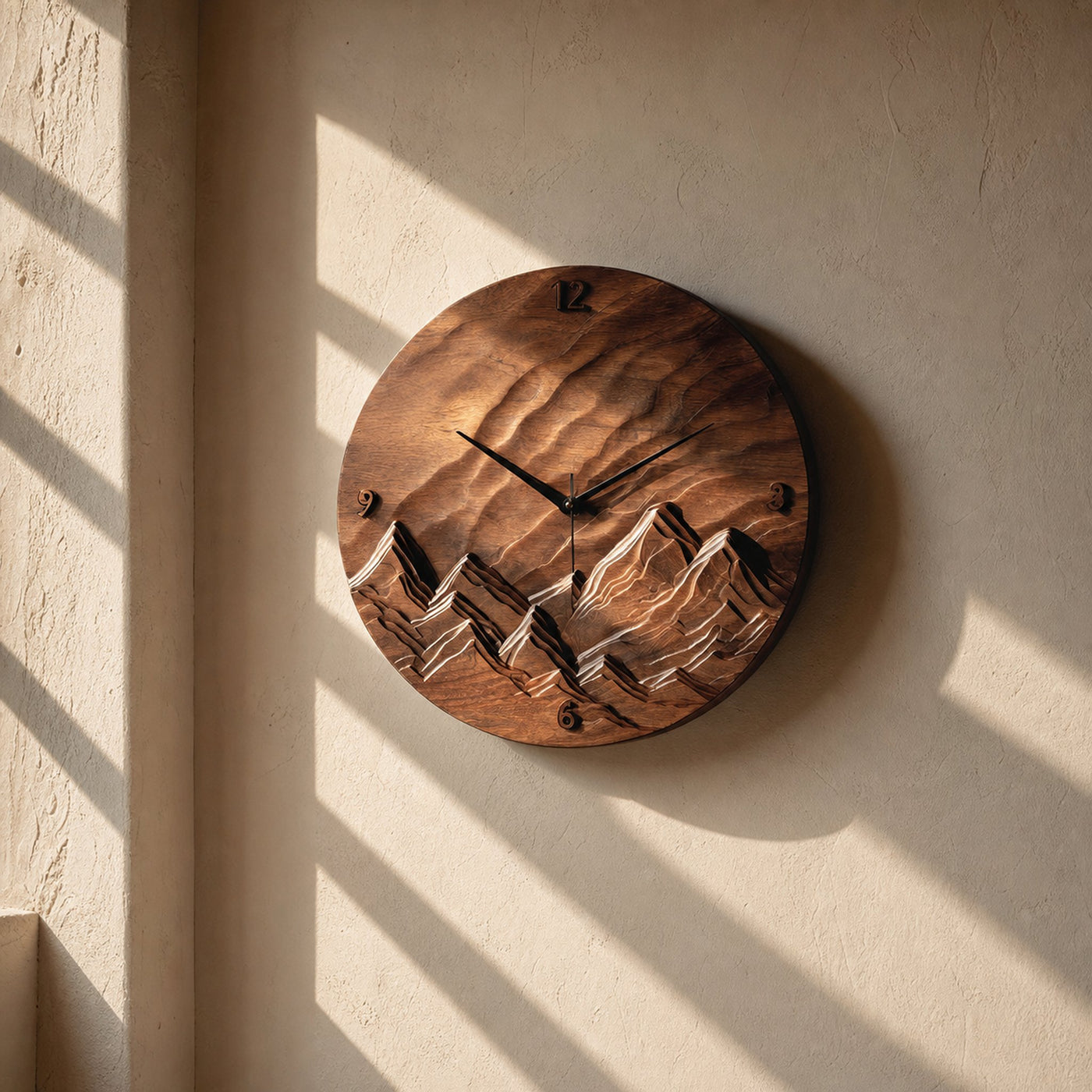 Rustic Wood Landscape Wall Clock For Living Room - product view 6
