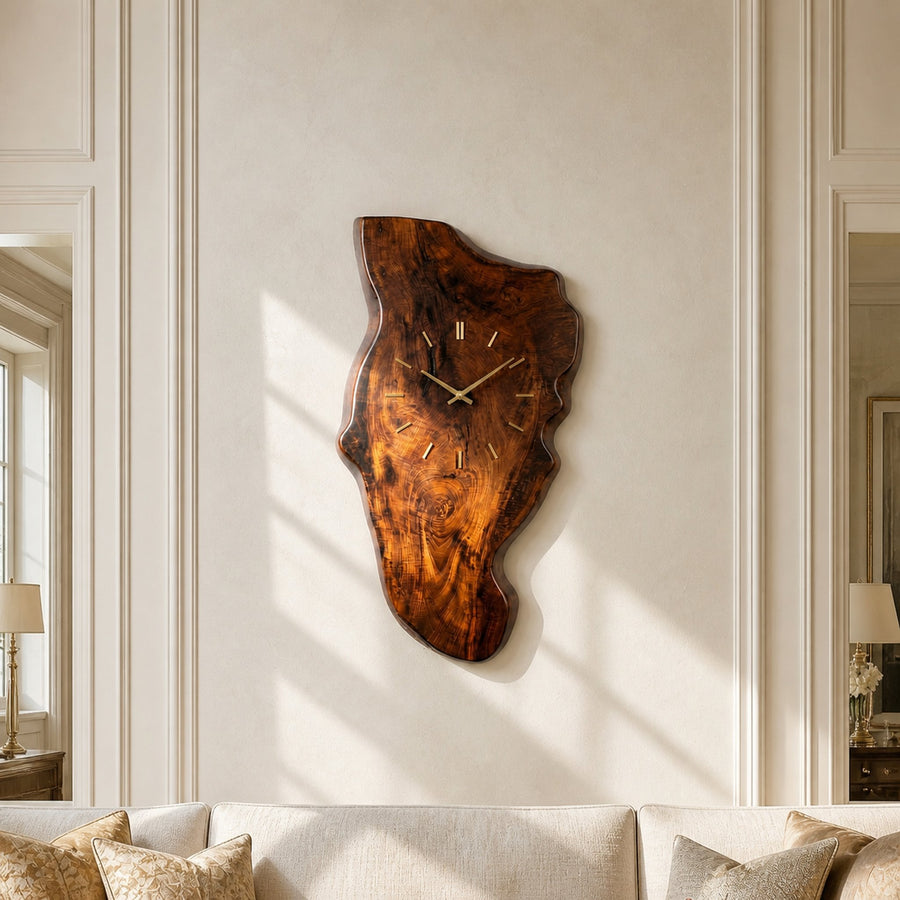Rustic Wood Wall Clock Solid Wood Living Room