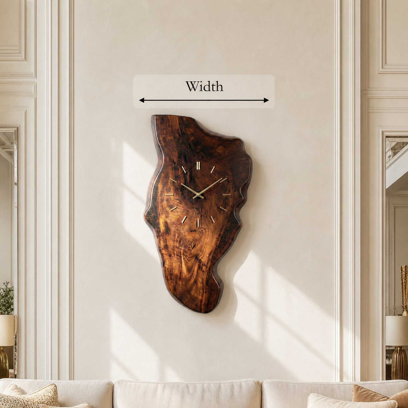 Rustic Wood Wall Clock Solid Wood Living Room - product view 6