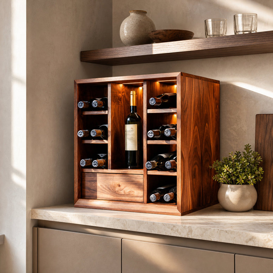 Rustic Wood Wine Storage For Farmhouse Kitchen