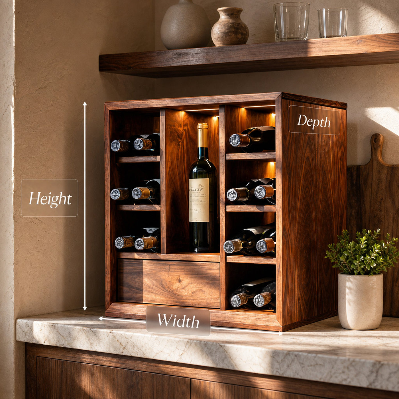 Rustic Wood Wine Storage For Farmhouse Kitchen - product view 6