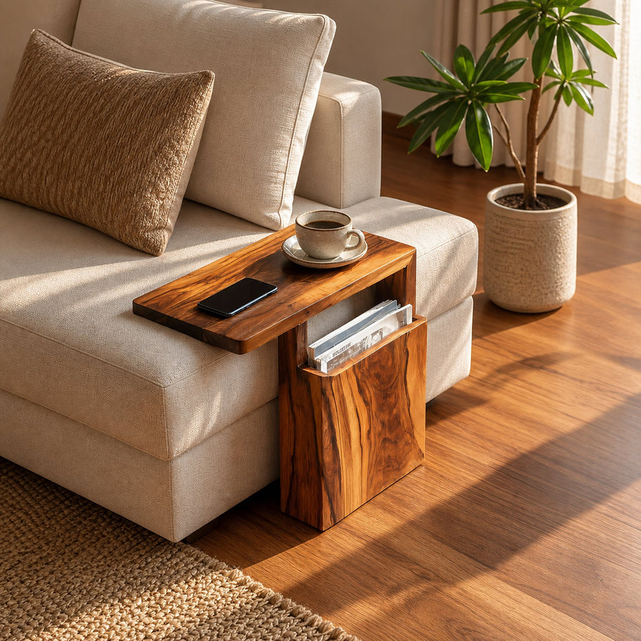 Rustic Wooden Armrest For Warm Living Room Design