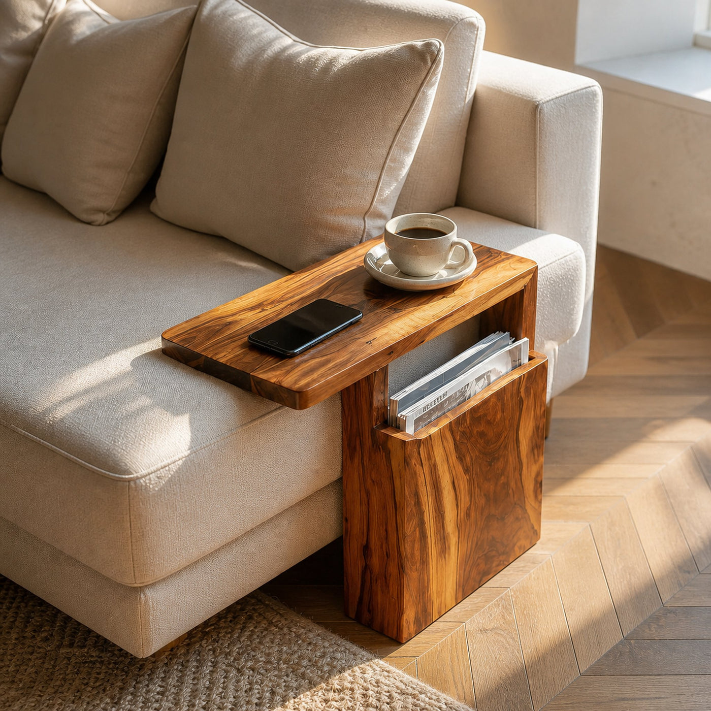 Rustic Wooden Armrest For Warm Living Room Design - product view 6