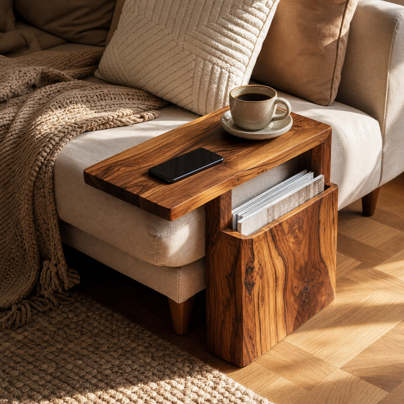 Rustic Wooden Armrest For Warm Living Room Design - product view 8
