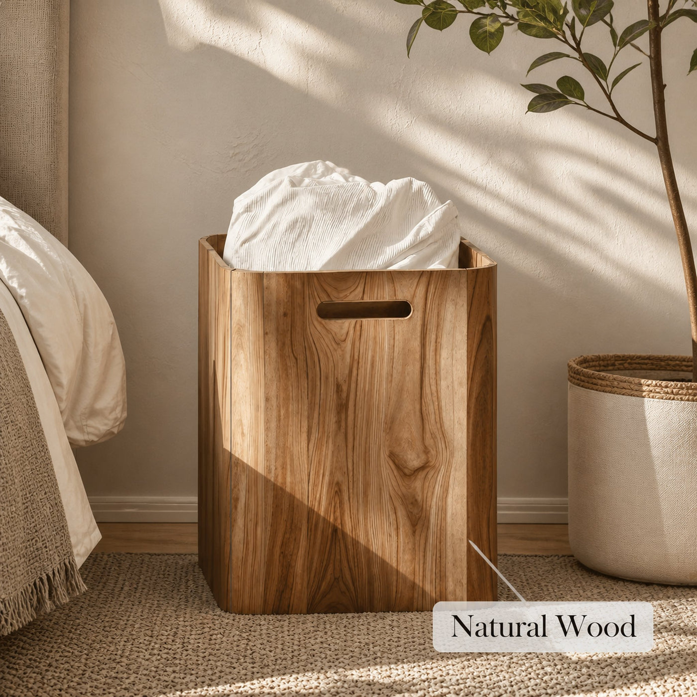 Rustic Wooden Bin With Lid For Living Room Storage Ideas - product view 6