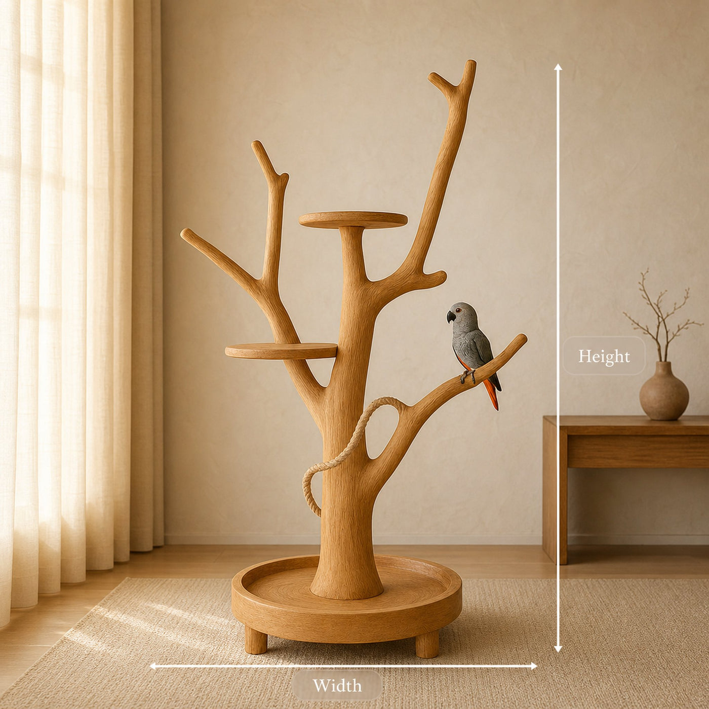 Rustic Wooden Bird Stand Perch Pet Play Furniture - product view 6