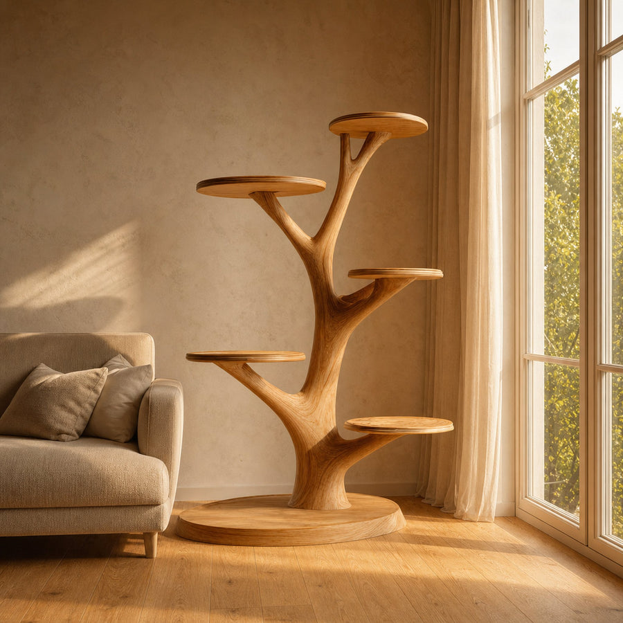 Rustic Wooden Cat Tower Bedroom Modern Decor