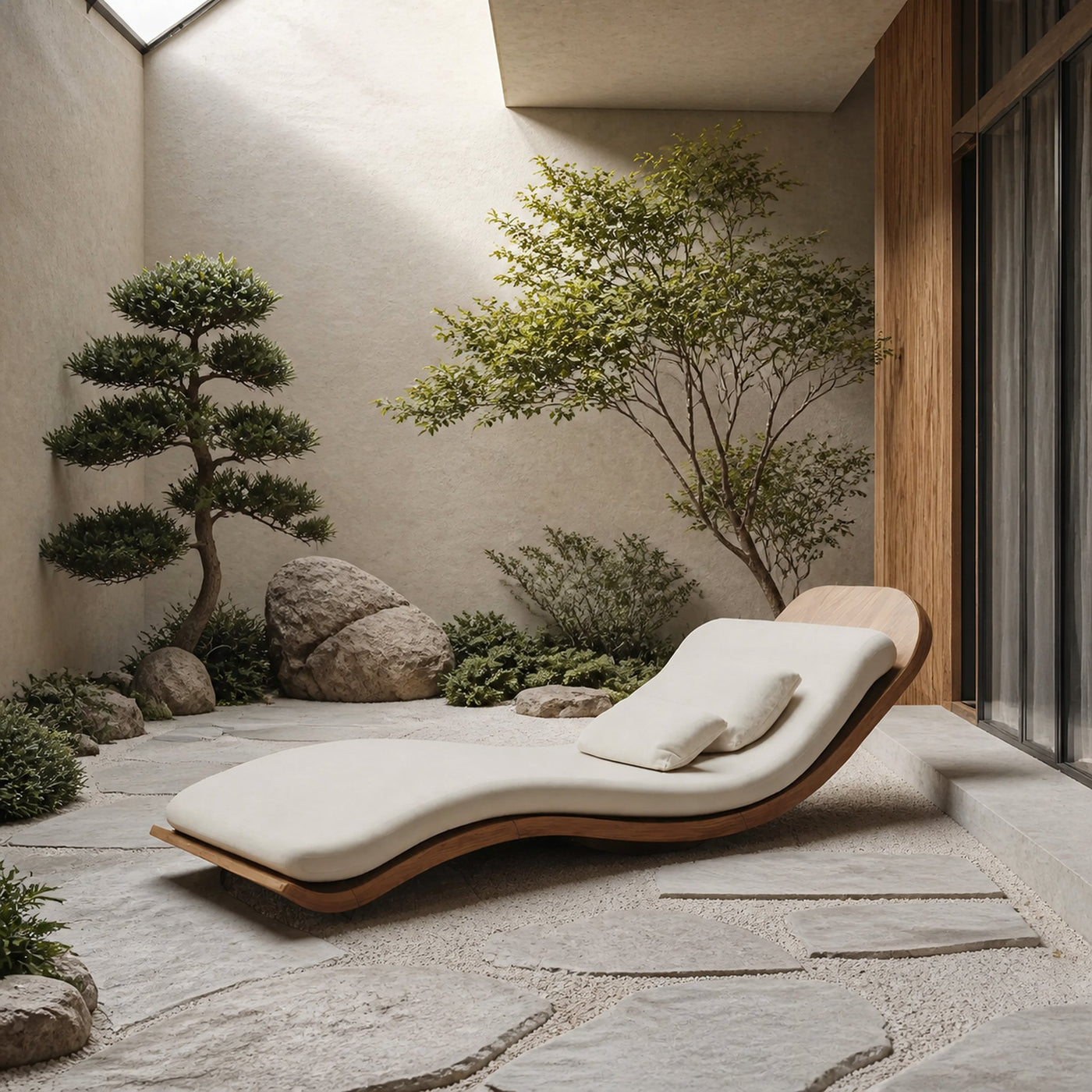 Rustic Wooden Daybed For Patio Furniture And Outdoor Garden Decor