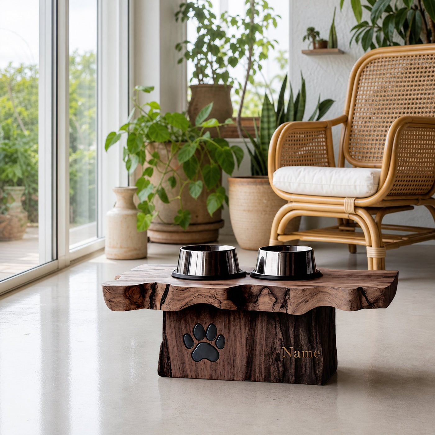 Rustic Wooden Dog Bowl Station For Modern Homes - product view 7