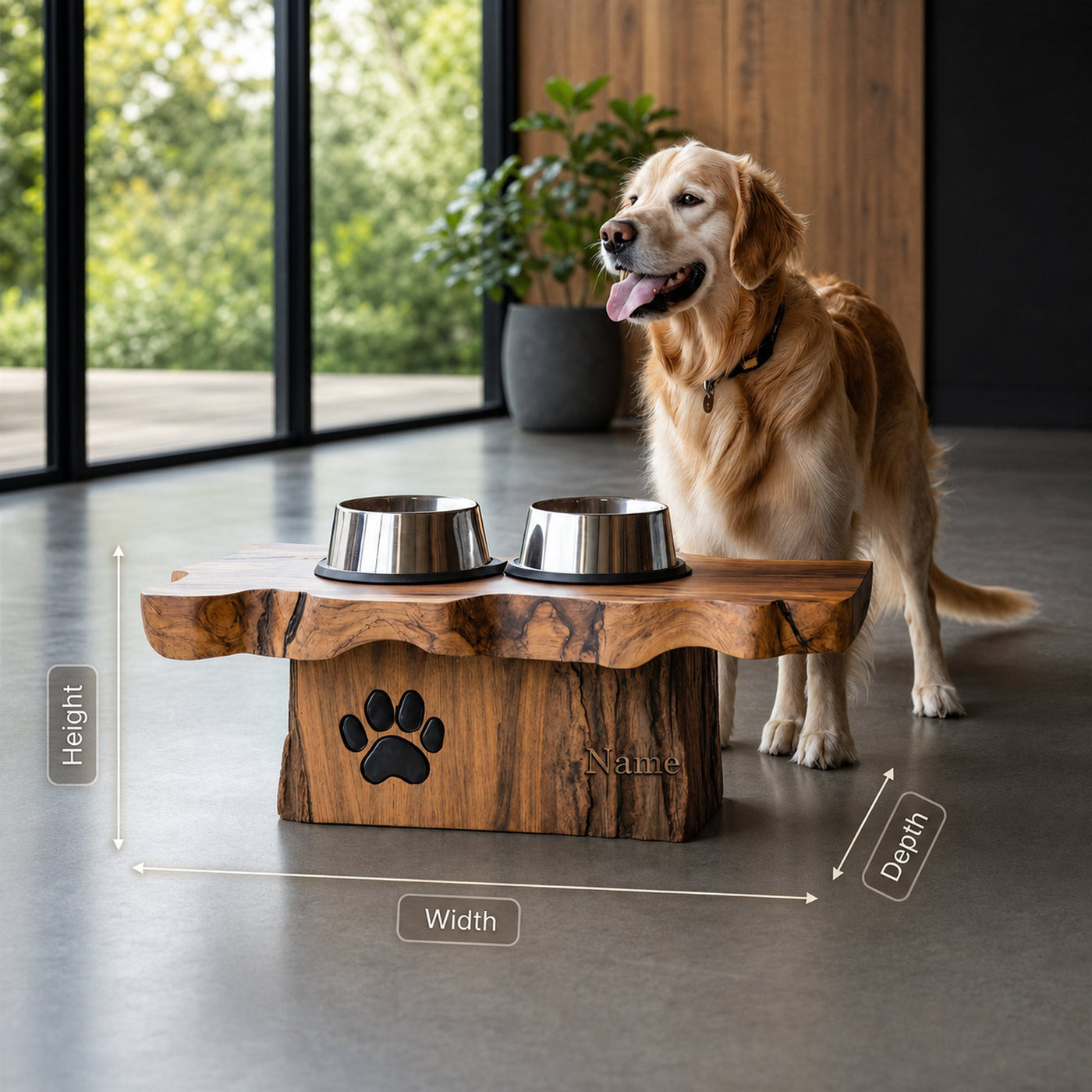 Rustic Wooden Dog Bowl Station For Modern Homes - product view 8