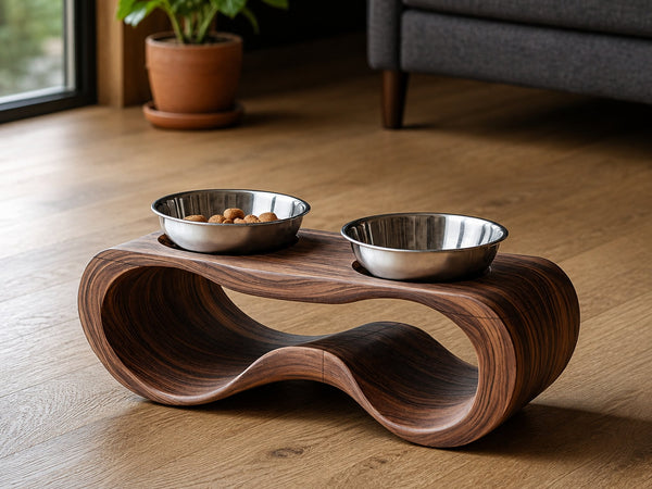 Rustic Wooden Dog Feeding Station For Kitchen Decor