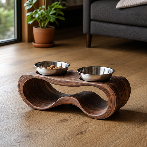 Rustic Wooden Dog Feeding Station For Kitchen Decor