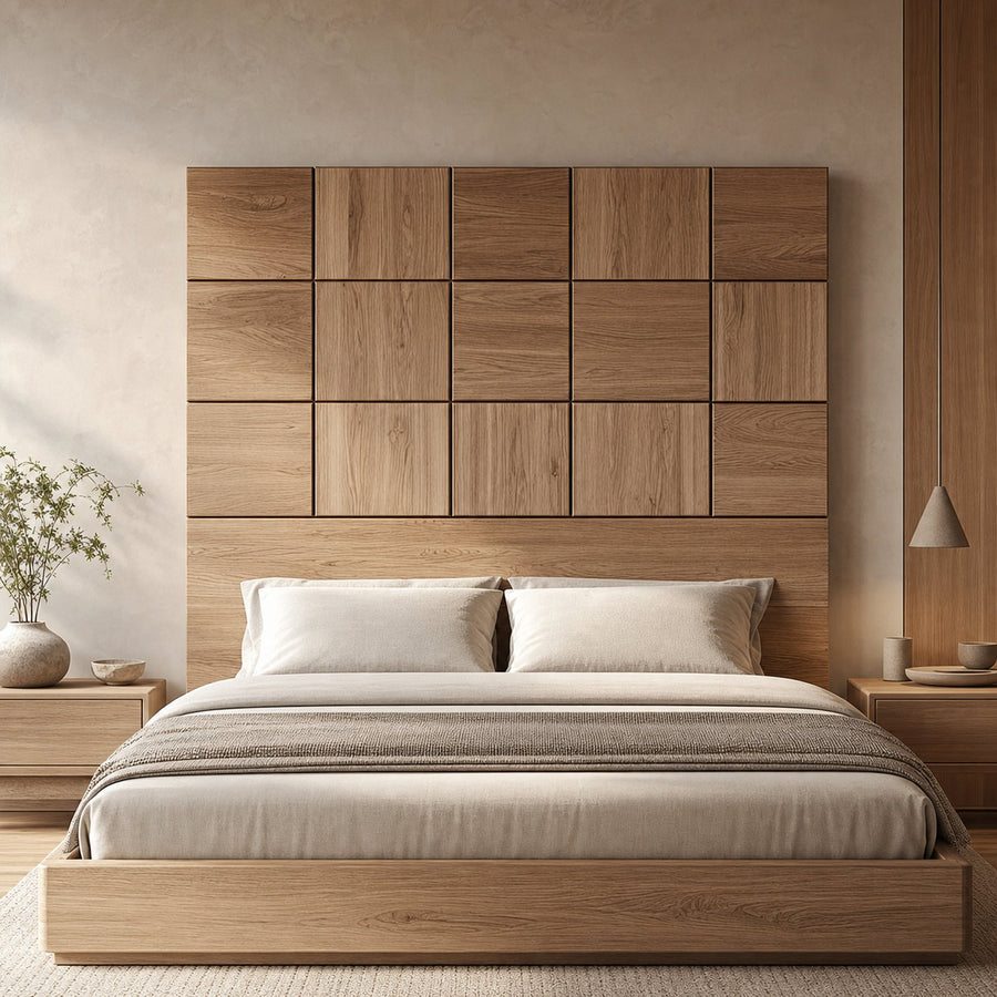 Rustic Wooden Headboard Bedroom Wall Accent